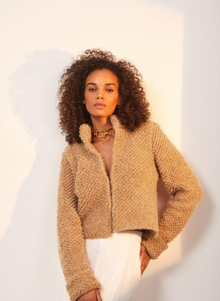 Knit Mila Short Jacket - Caramel Product Image
