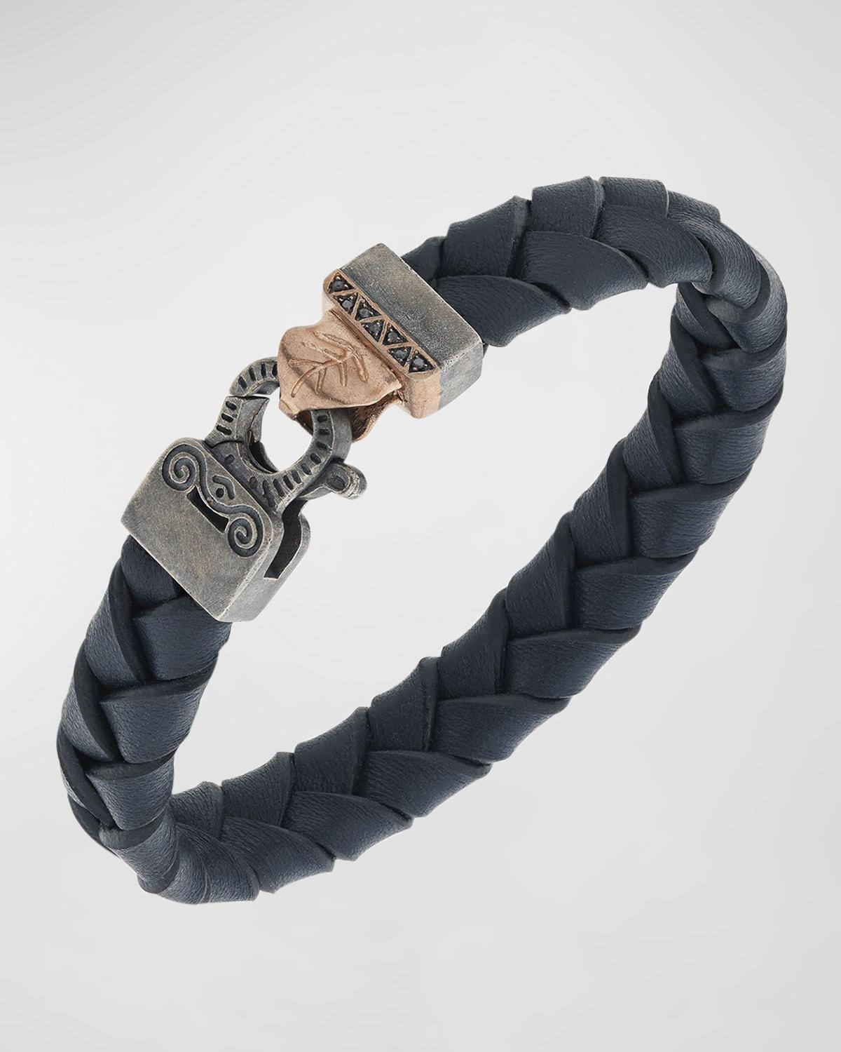Mens Flaming Tongue Wide Leather Bracelet Product Image