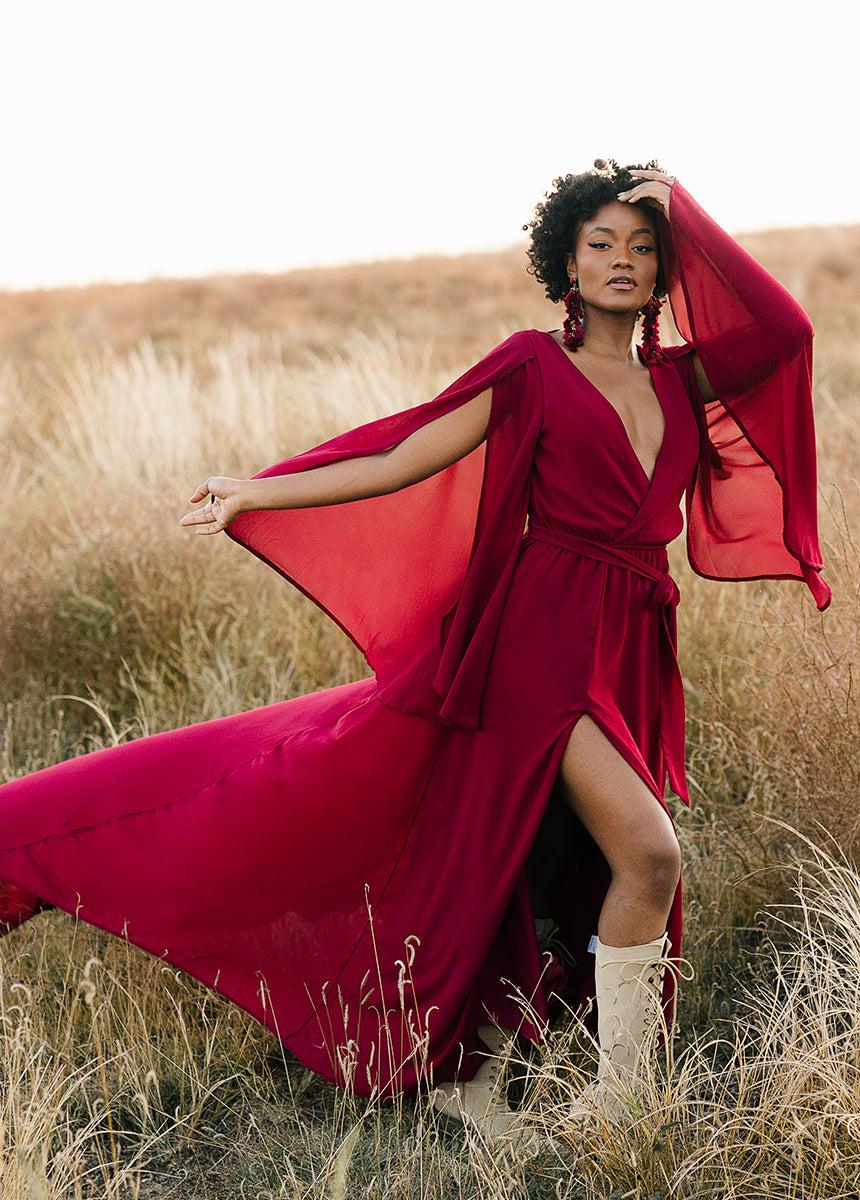 Nerina Dress in Burgundy Female Product Image