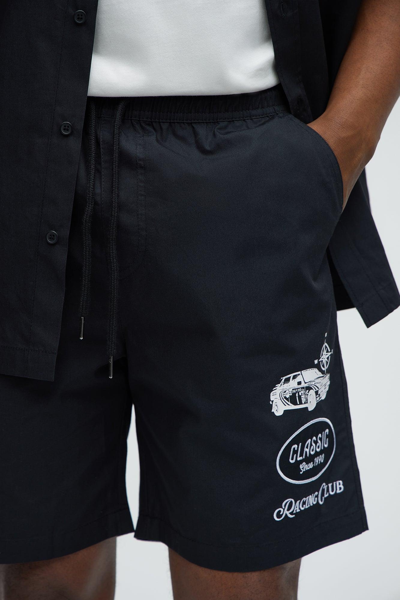 Racing Club Relaxed Drawstring Shorts - Black Product Image
