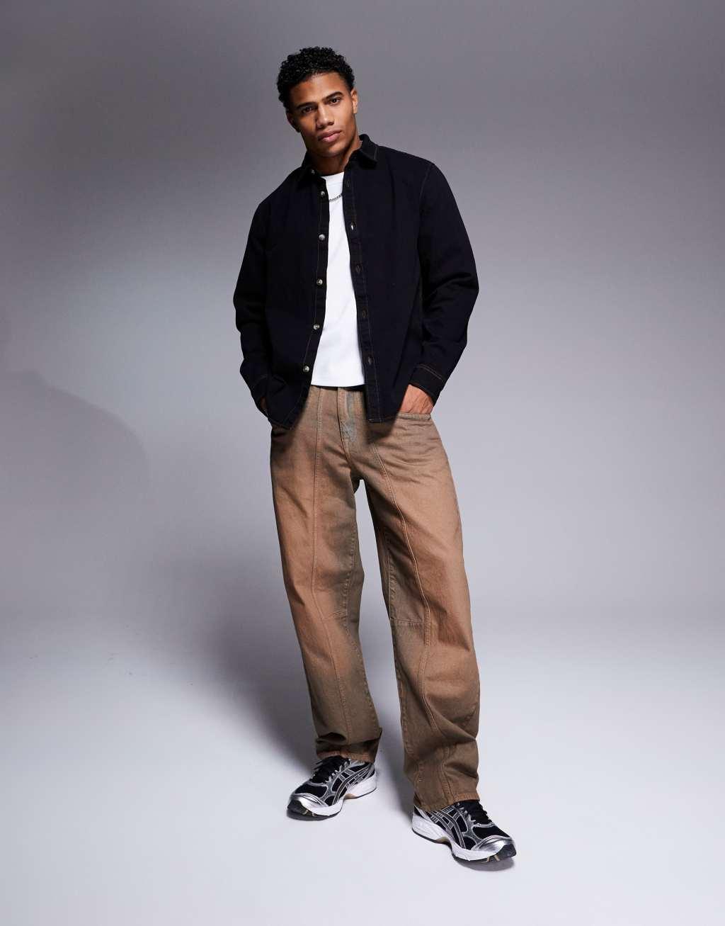 ASOS DESIGN denim overshirt in washed black  Product Image