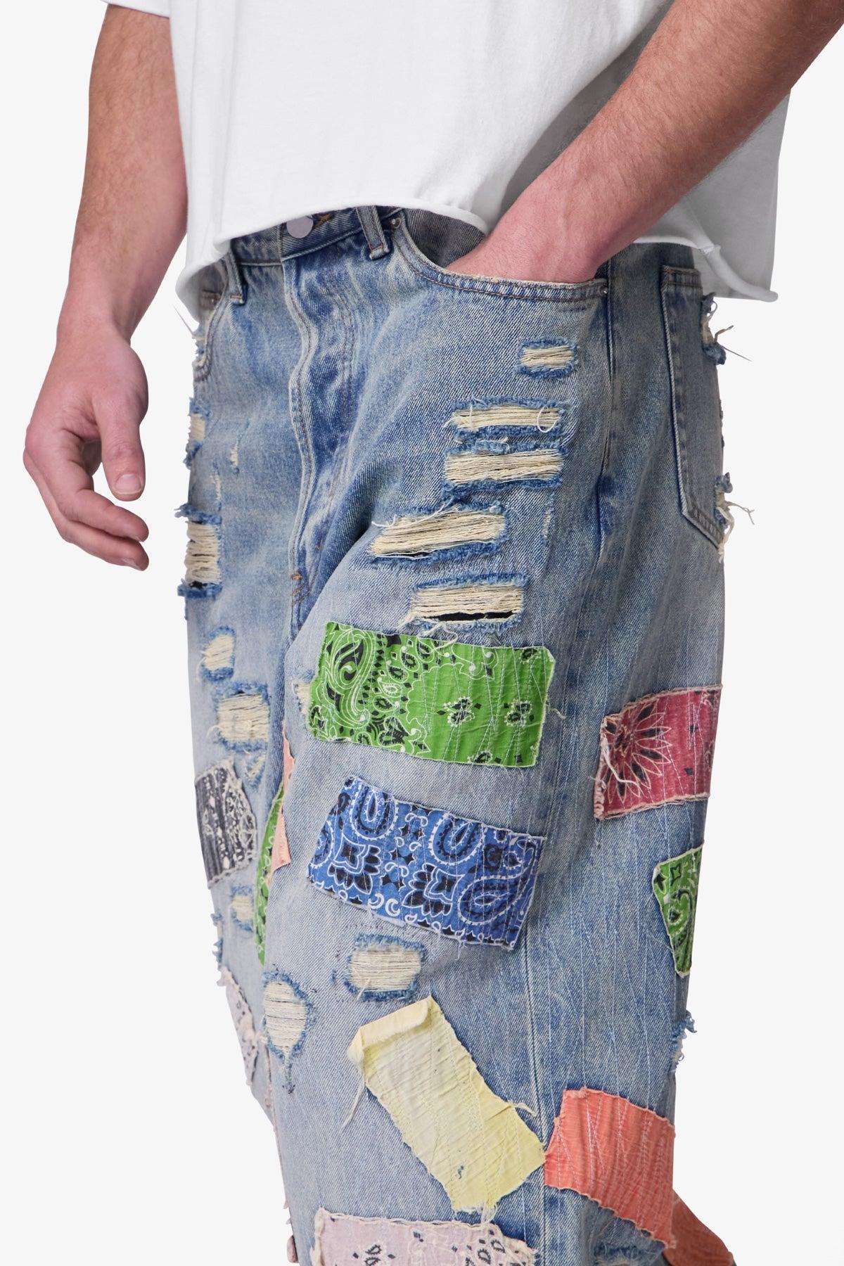 Ultra Baggy Bandana Patch Denim - Blue/Multi Product Image