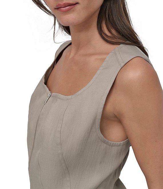 DKNY by Donna Karan Scoop Neck Sleeveless Zip Front Corset Top Product Image
