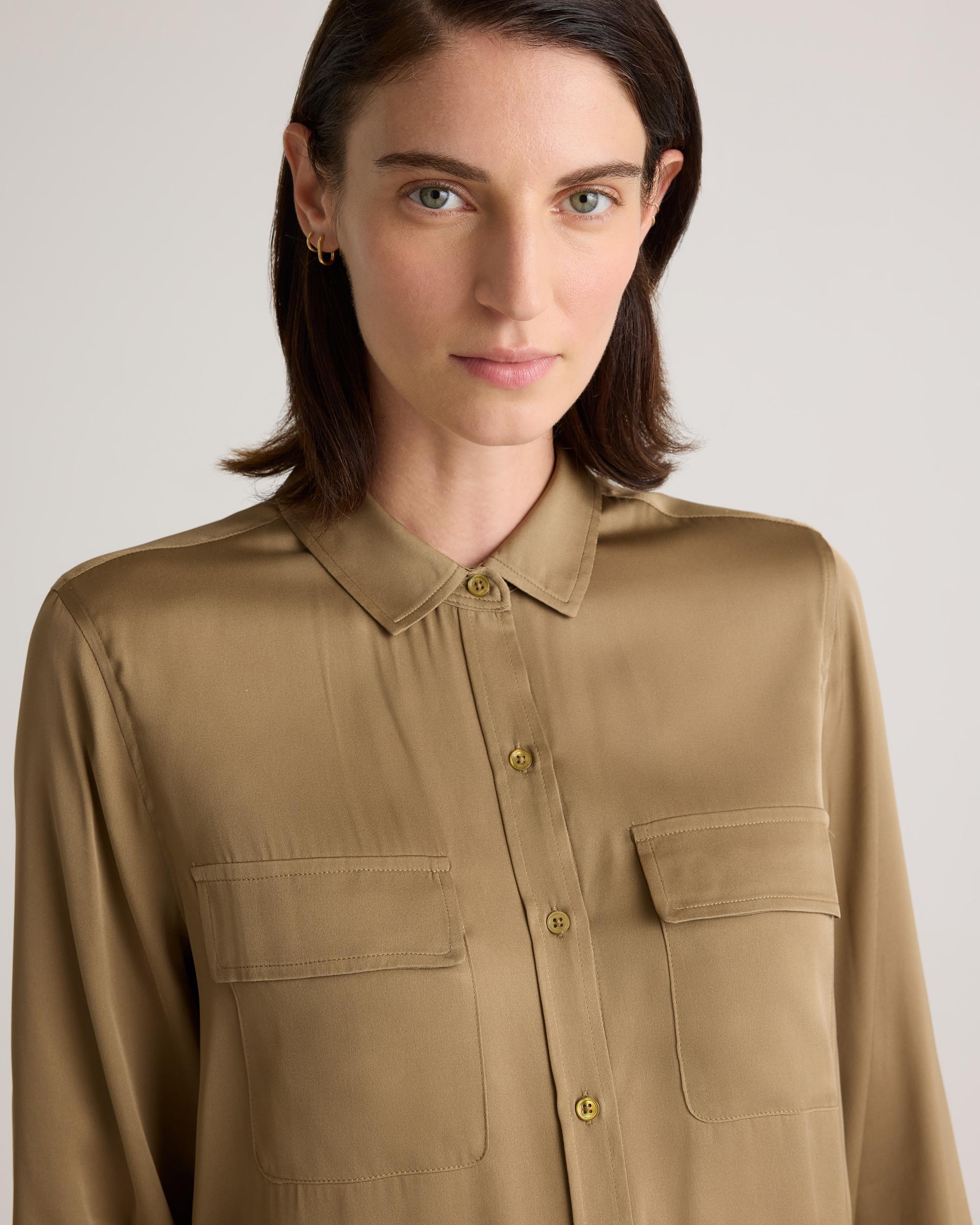 Quince | Women's Washable Stretch Silk Utility Long Sleeve Blouse Product Image
