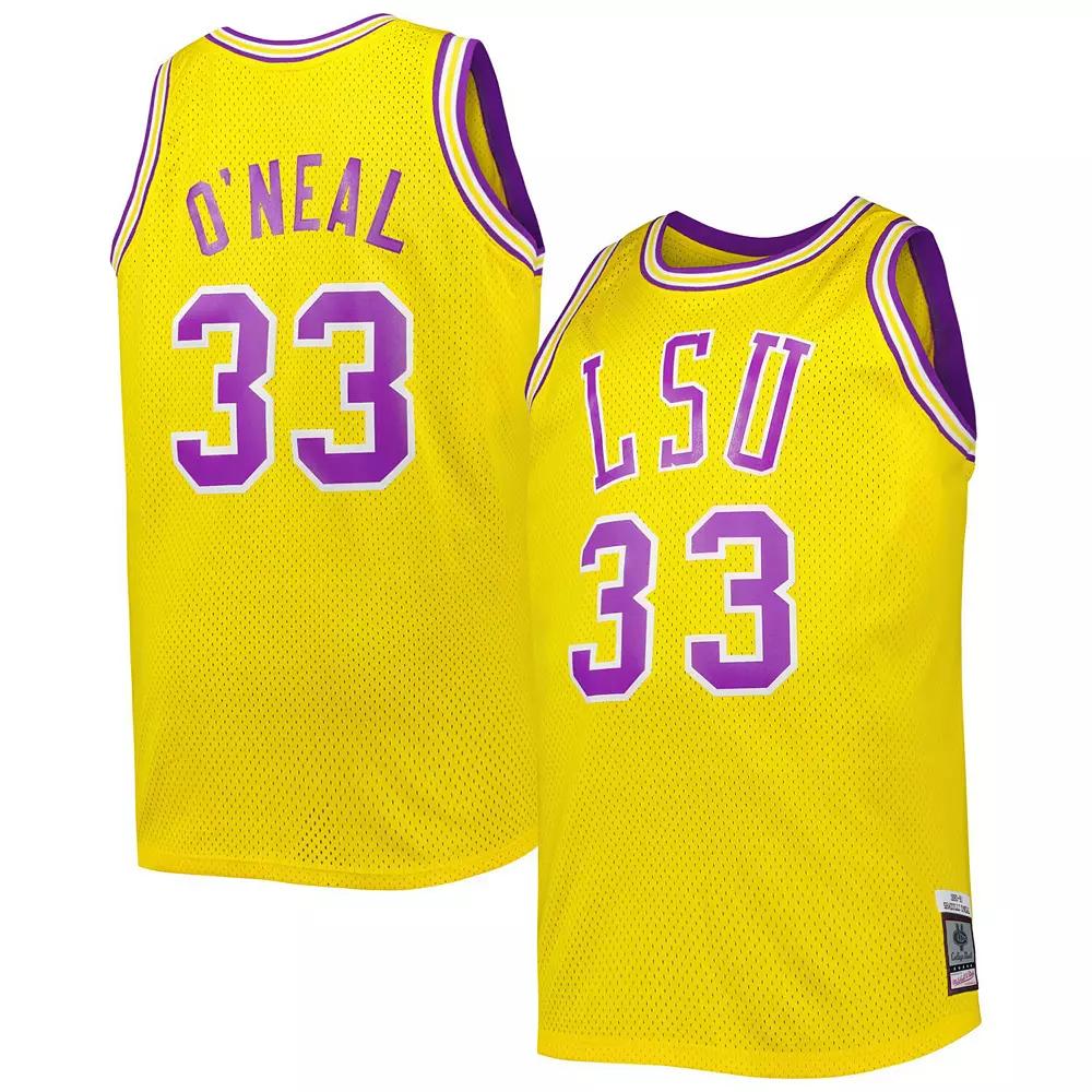 Men's 1990/91 Mitchell & Ness Shaquille O'Neal Gold LSU Tigers Big & Tall Swingman Jersey,  Product Image