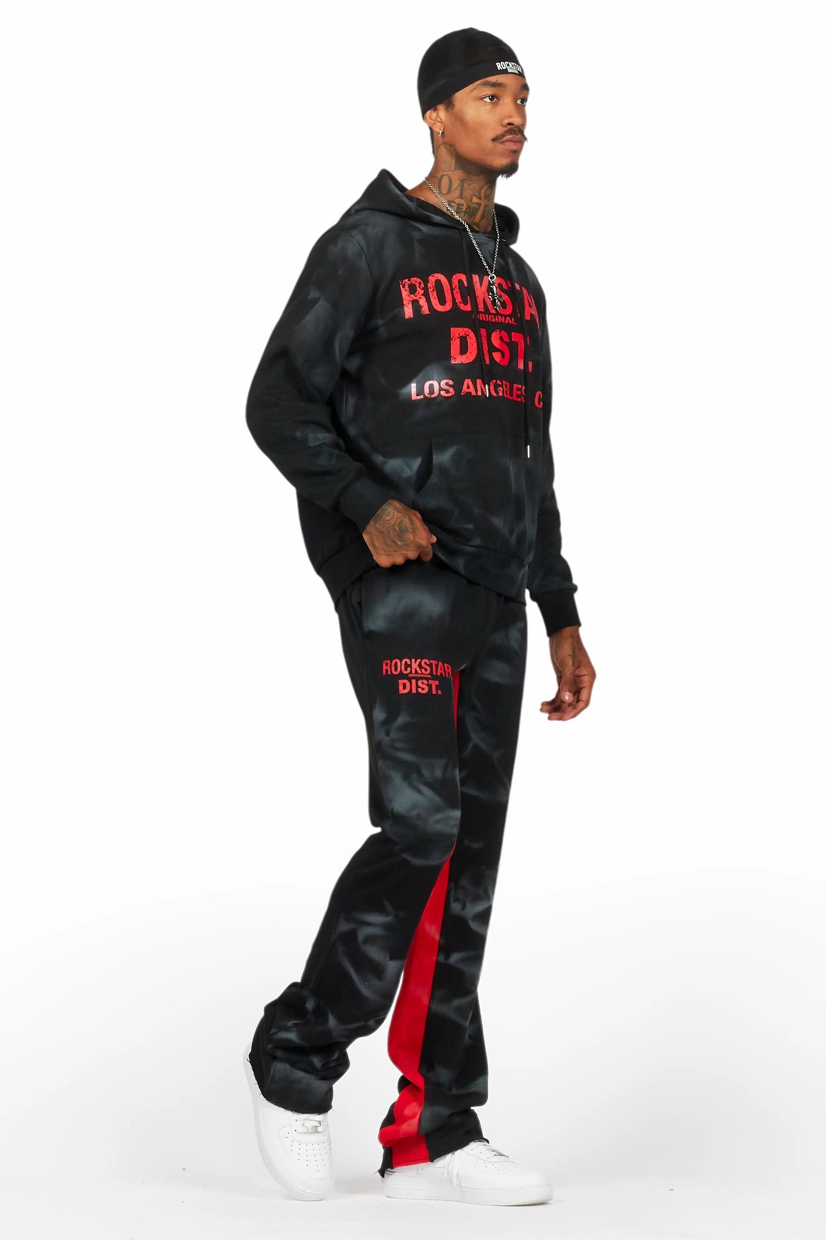 Nelly Black/Red Hoodie/Baggy Track Pant Set Male Product Image