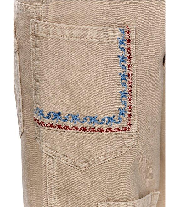 Agua Bendita Moorea Blush Floral Embroidered Straight Cargo Pants Product Image