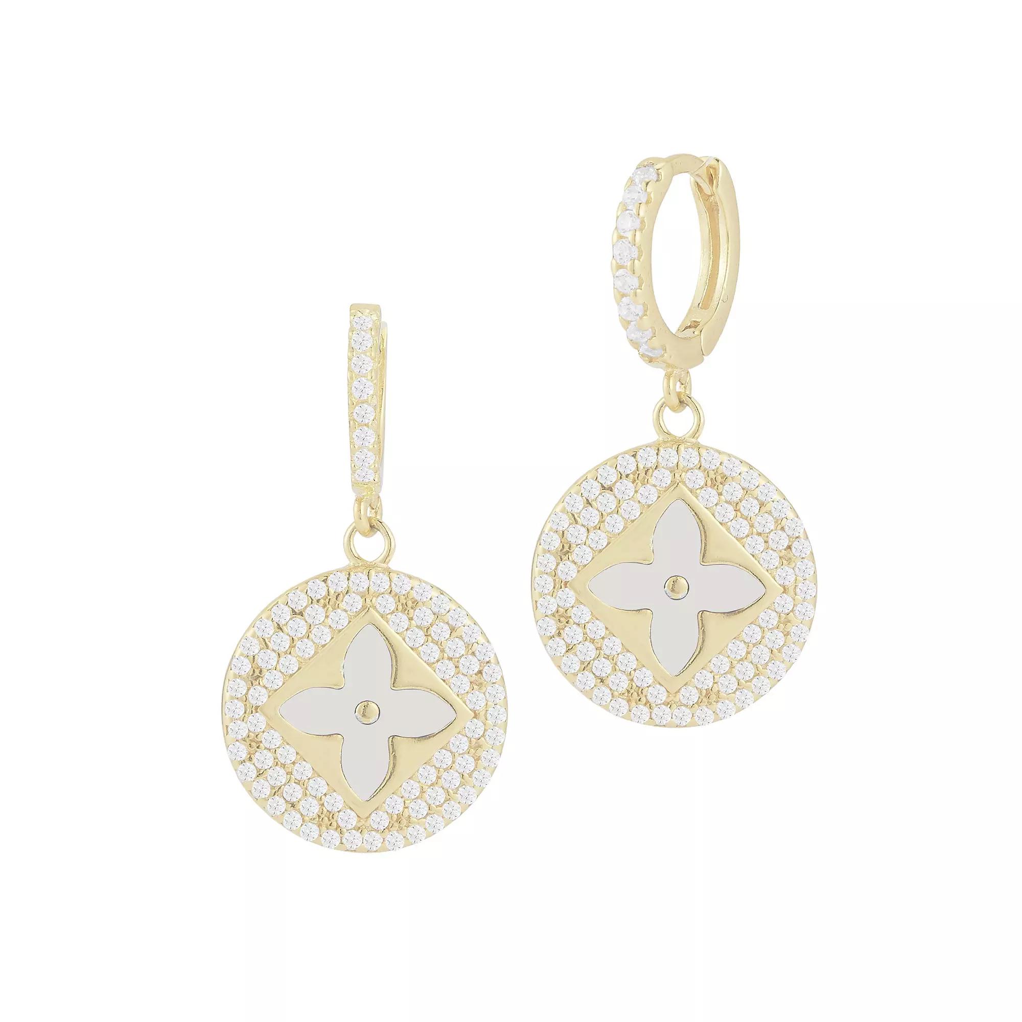 Sunkissed Sterling Gemstone & Cubic Zirconia Clover Earrings, Women's, Silver Tone White Product Image