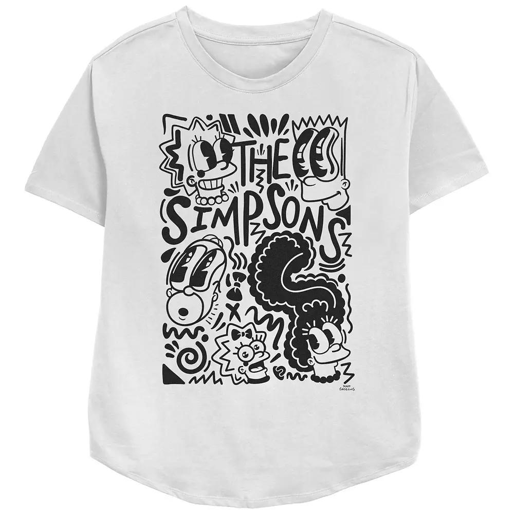 Women's The Simpsons Pop Art Family Relaxed Fit Graphic Tee, Girl's, Size: XL, White Product Image