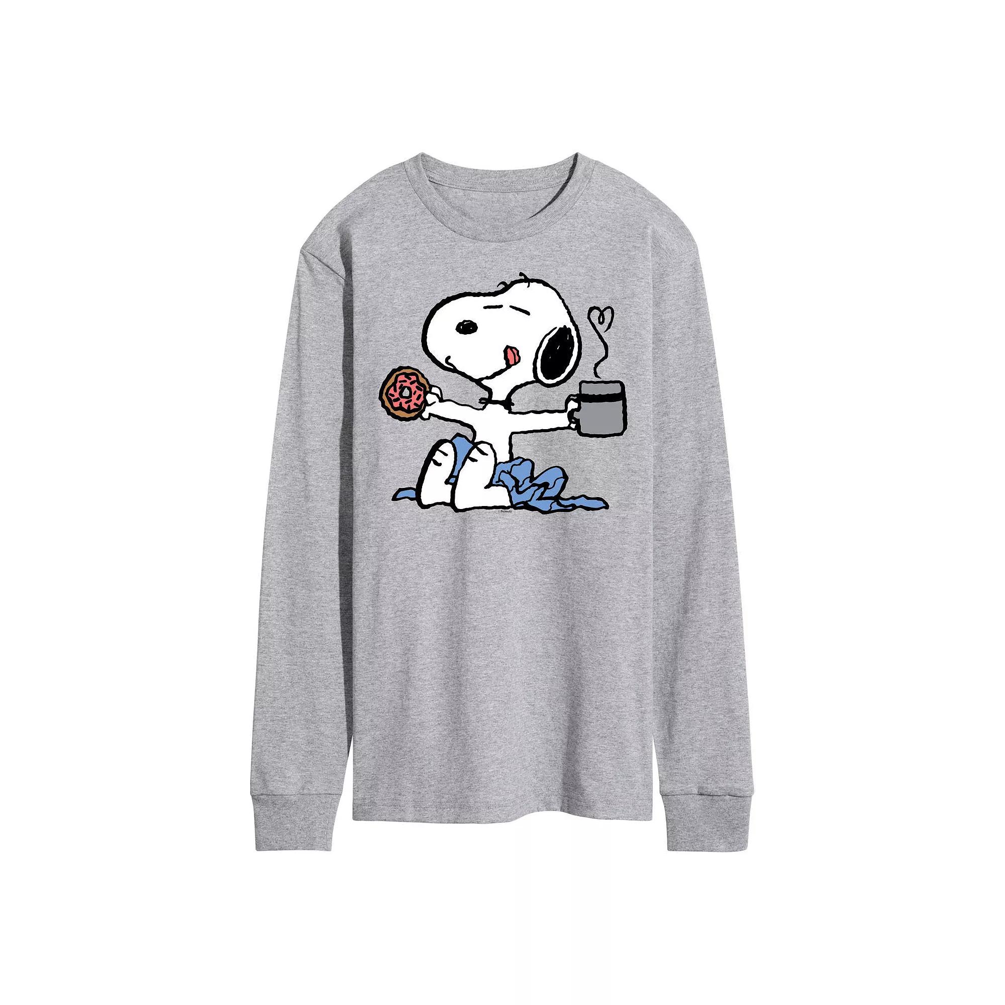 Men's Peanuts Snoopy Donut Coffee Long Sleeve,  Product Image