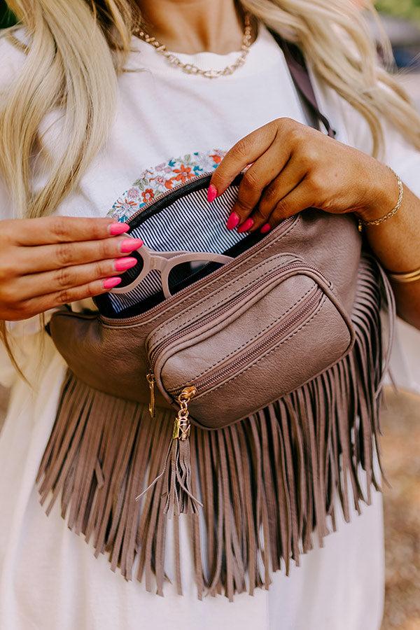 Trip Of My Life Fringe Fanny Pack In Taupe Product Image