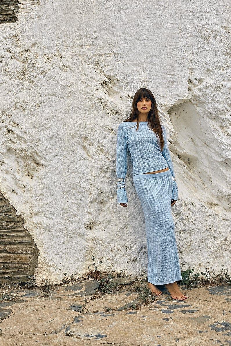 Knitted Crochet Midi Skirt Product Image