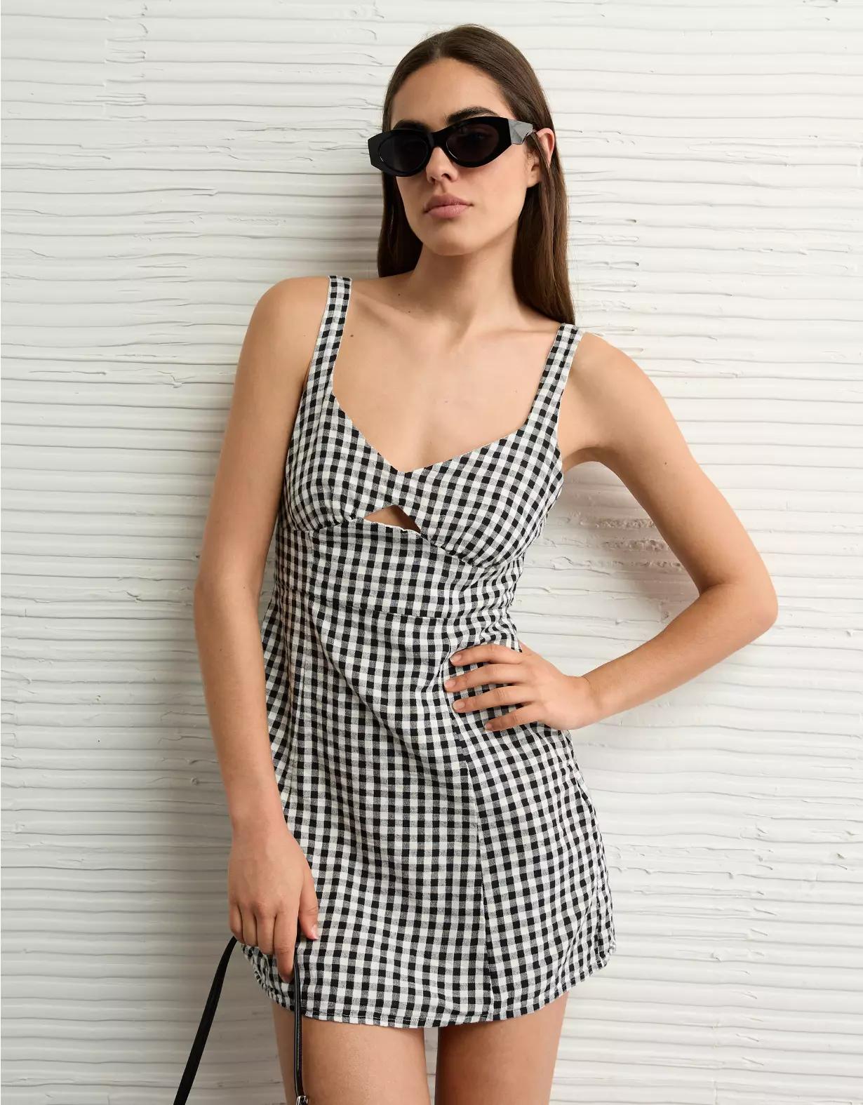 AE Linen-Blend Cut-Out Mini Dress Product Image