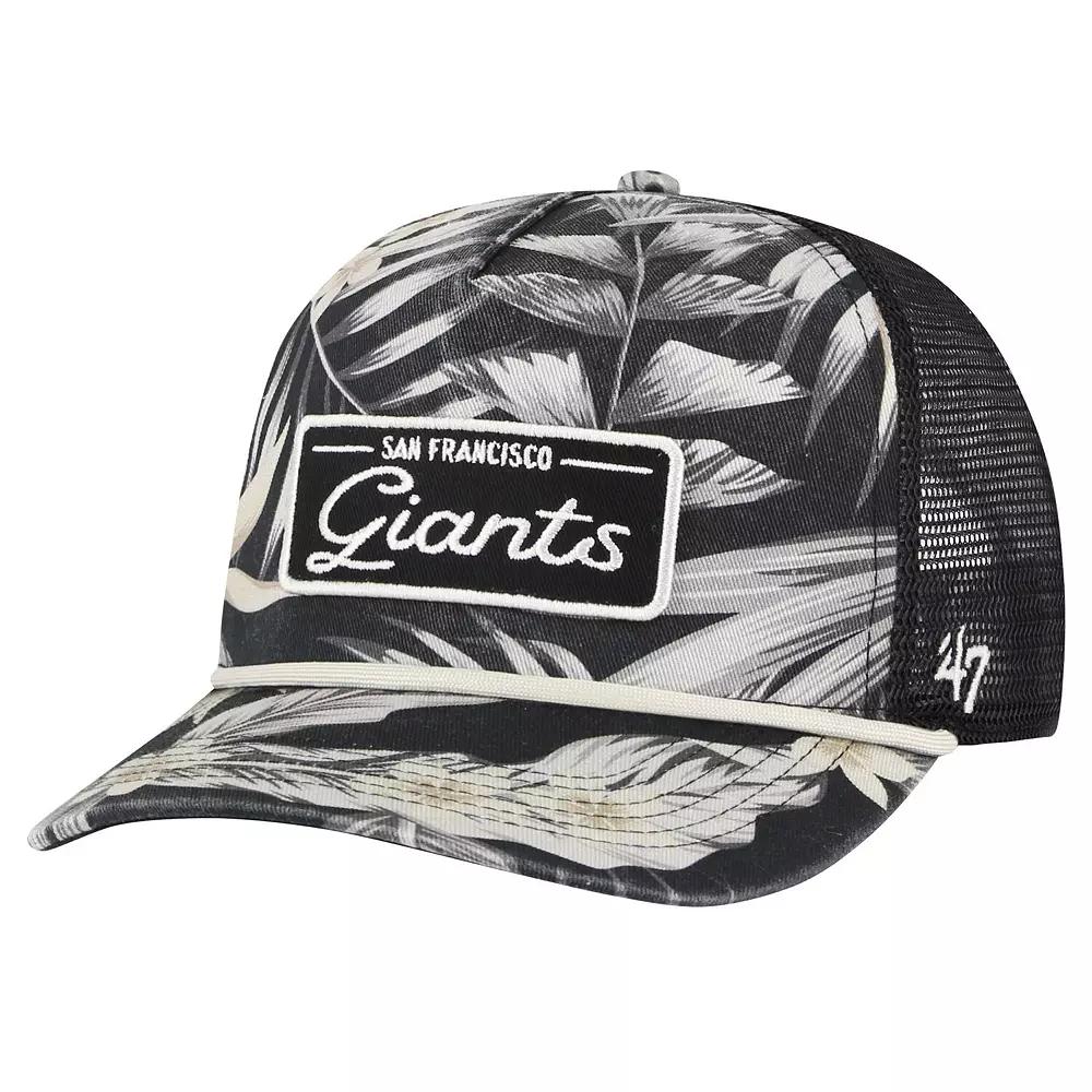 Men's '47 Black San Francisco Giants Tropicalia Trucker Hitch Adjustable Hat Product Image