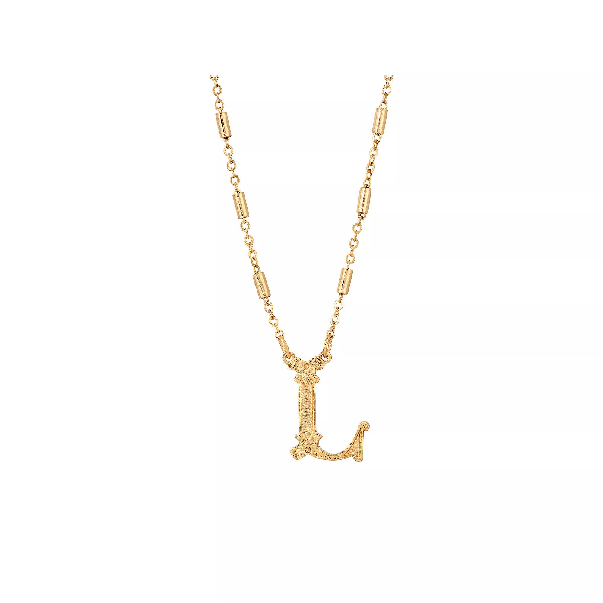 1928 Gold Tone Initial Necklace, Womens, Yellow W Product Image