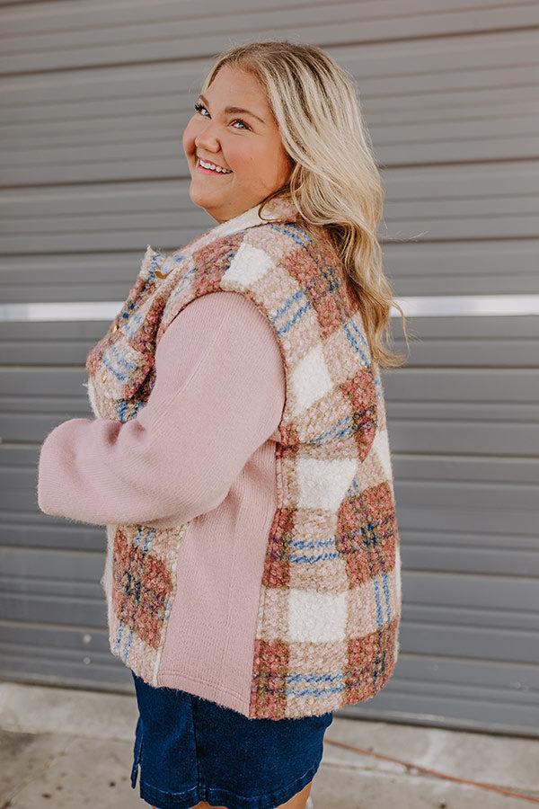 Picking Pumpkins Plaid Jacket in Blush Curves Product Image
