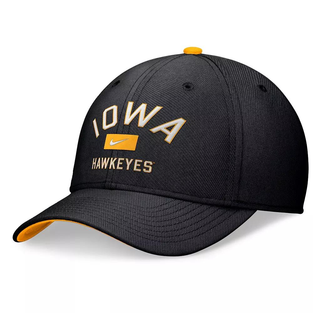 Men's Nike Black Iowa Hawkeyes Primetime Rise Swoosh Flex Hat, Size: Medium/Large Product Image