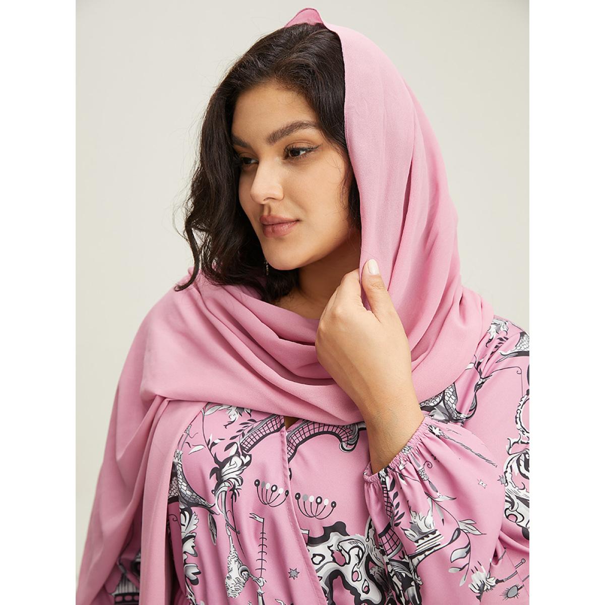 Plus Size Halloween Print Chiffon Lantern Sleeve Wrap Dress Watermelon Women Elegant Elastic cuffs V-neck Long Sleeve Curvy Midi Dress BloomChic 28/5X Product Image