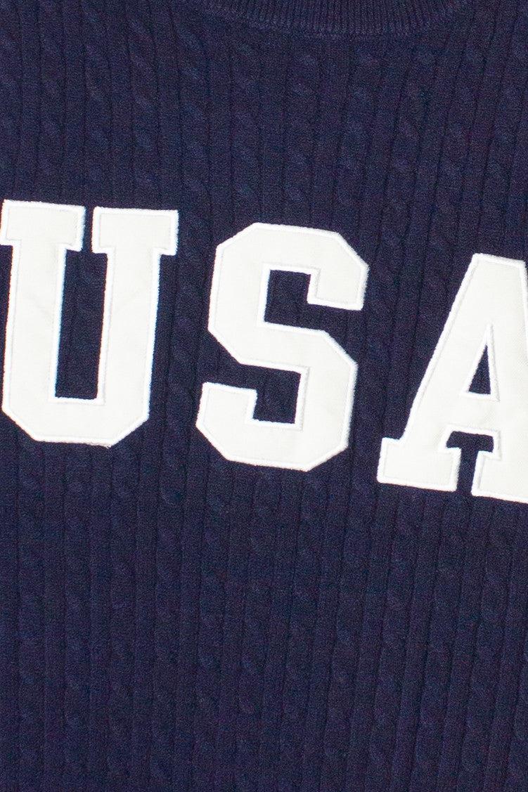 Cable Knit USA Sweater Product Image