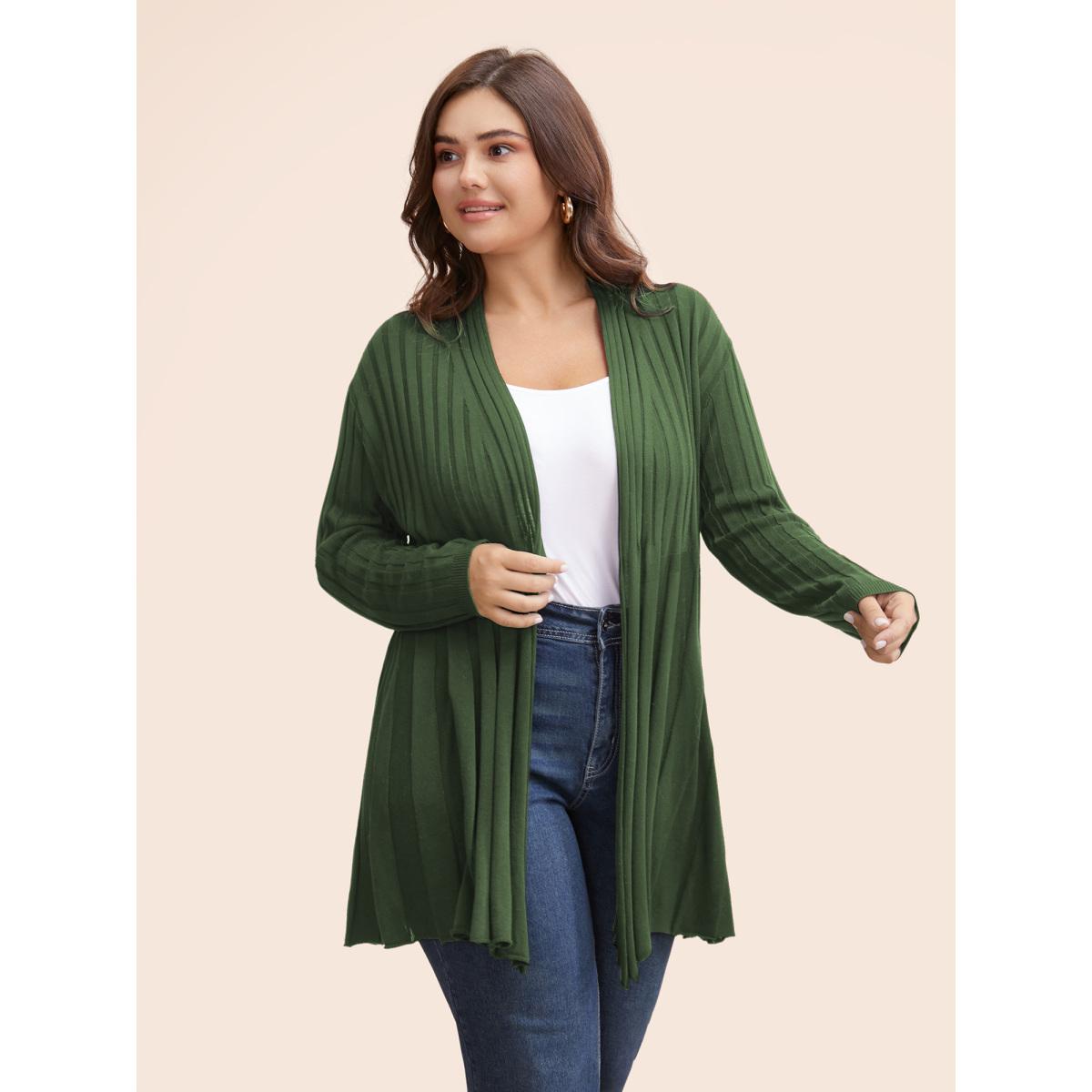 Plus Size Plain Textured Kimono Collar Cardigan DustyPink Women Timeless Loose Long Sleeve Elegant Cardigans BloomChic 22-24/3X Product Image