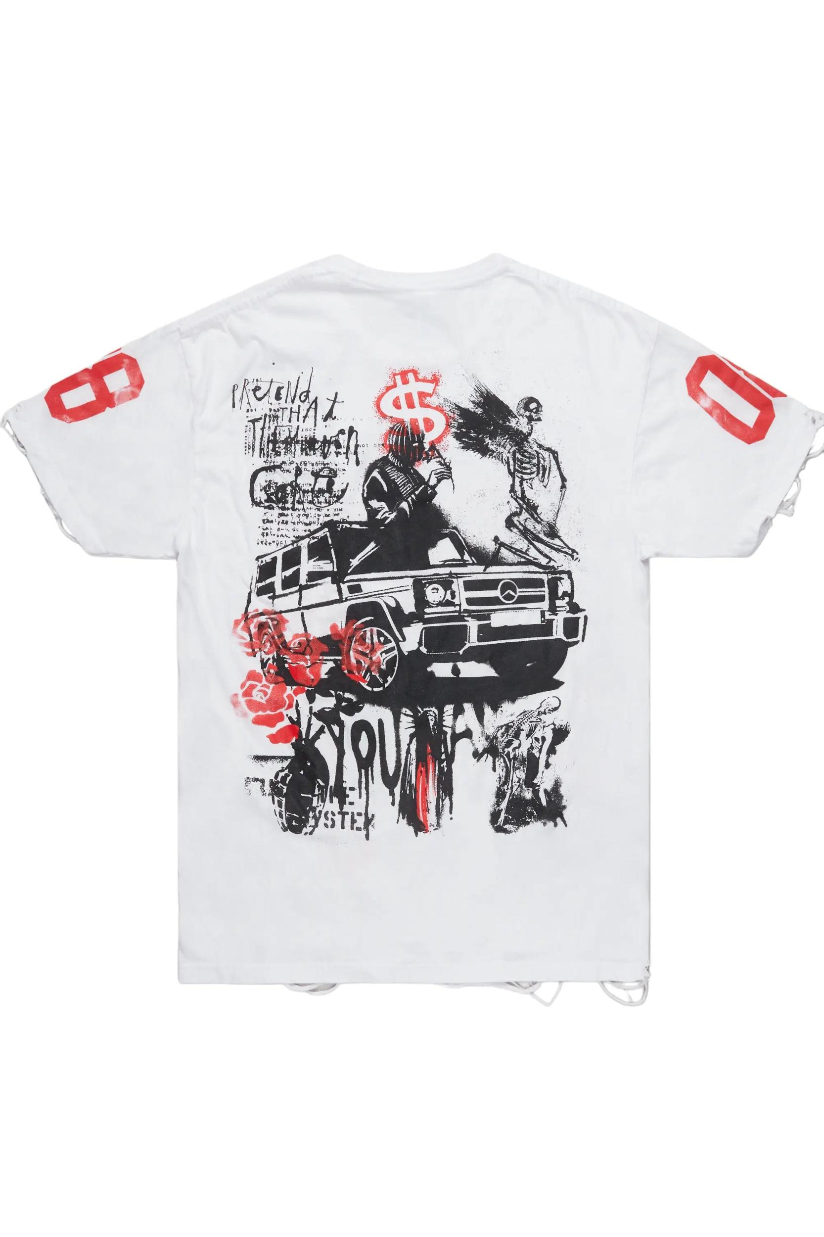 Grill White Graphic Oversized T-Shirt Male Product Image