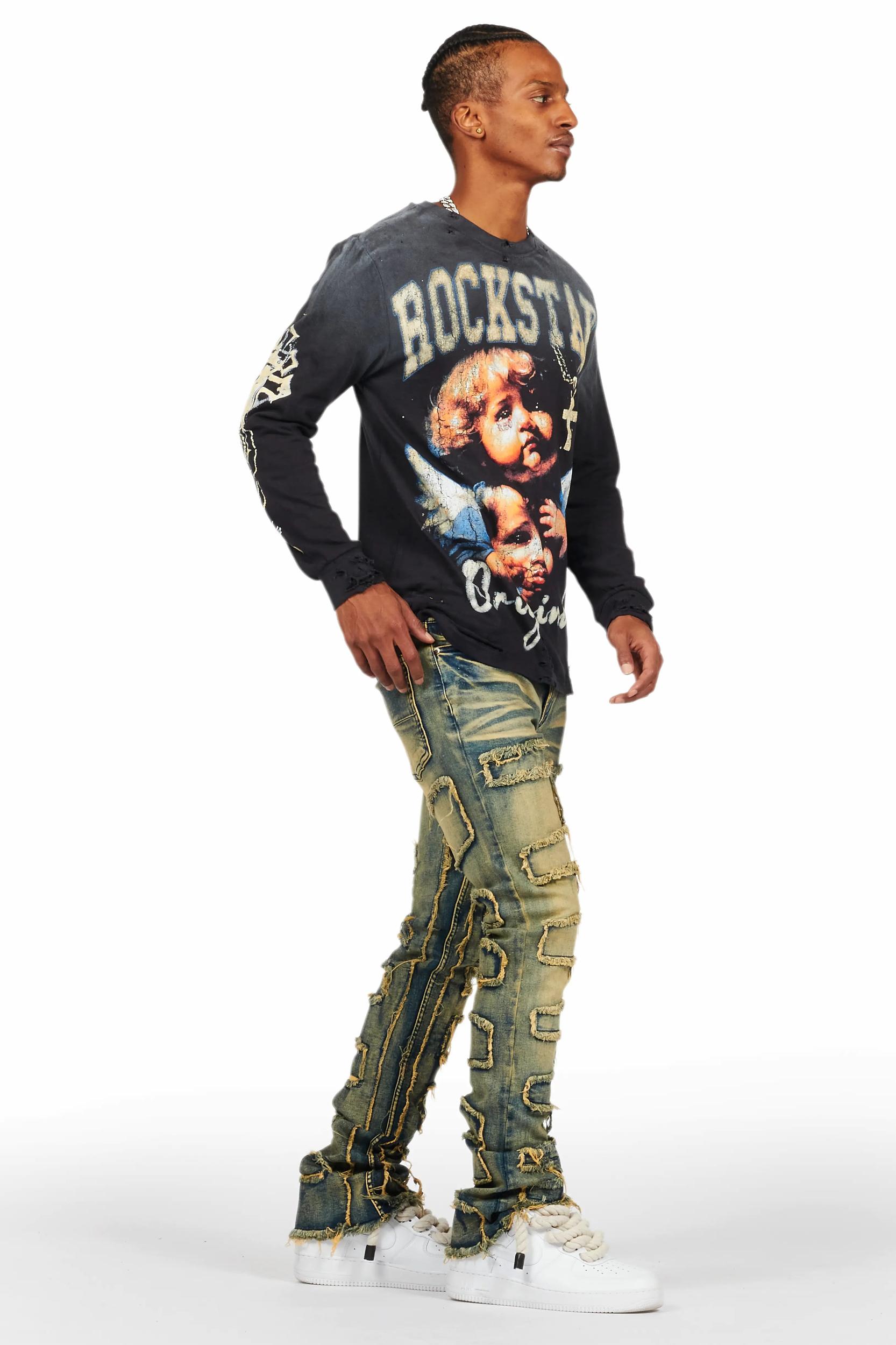 Shake Tint Stacked Flare Jean Male Product Image