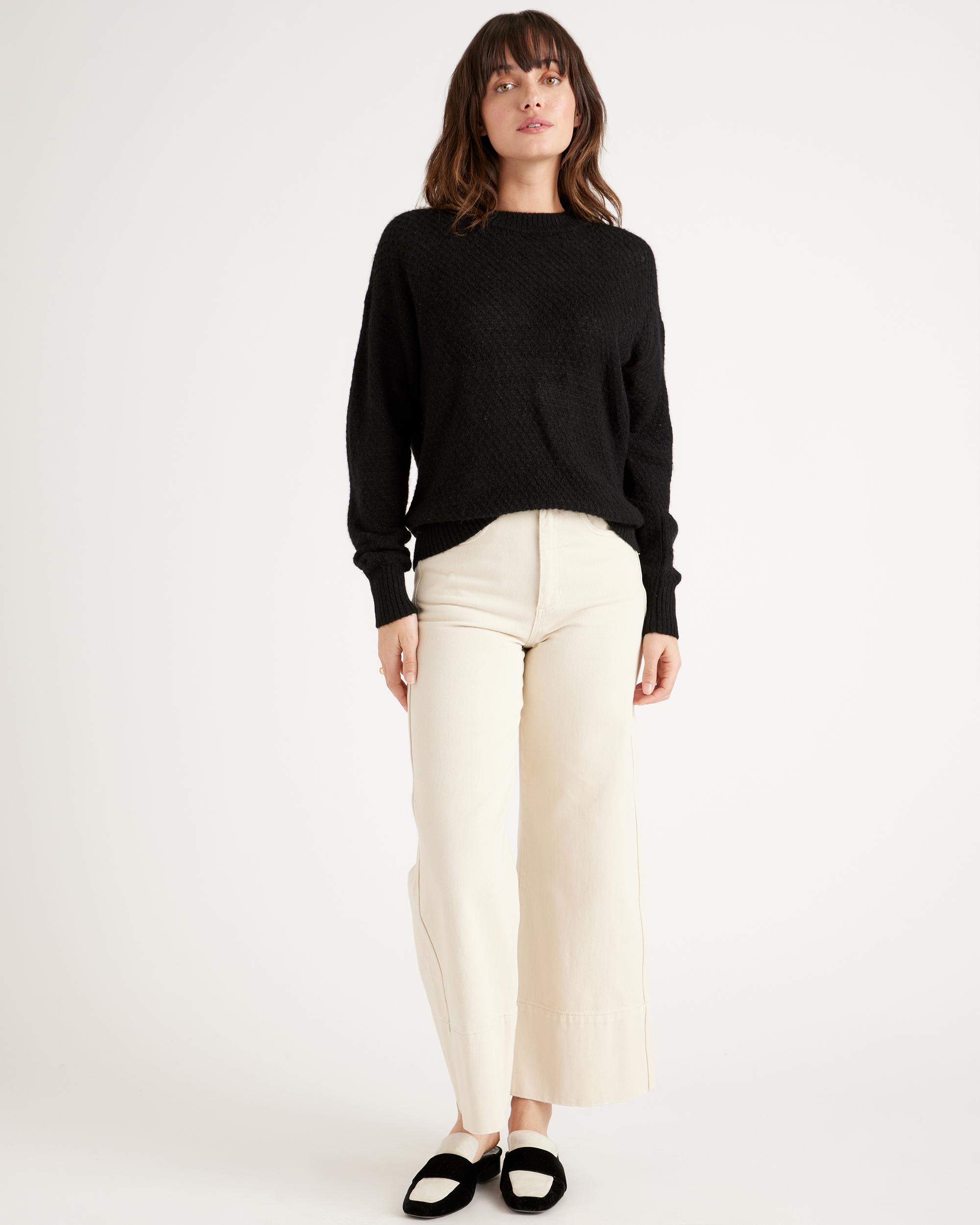 Quince | Women's Baby Alpaca-Wool Diamond Stitch Crew Neck Alpaca Sweater Size XL Product Image