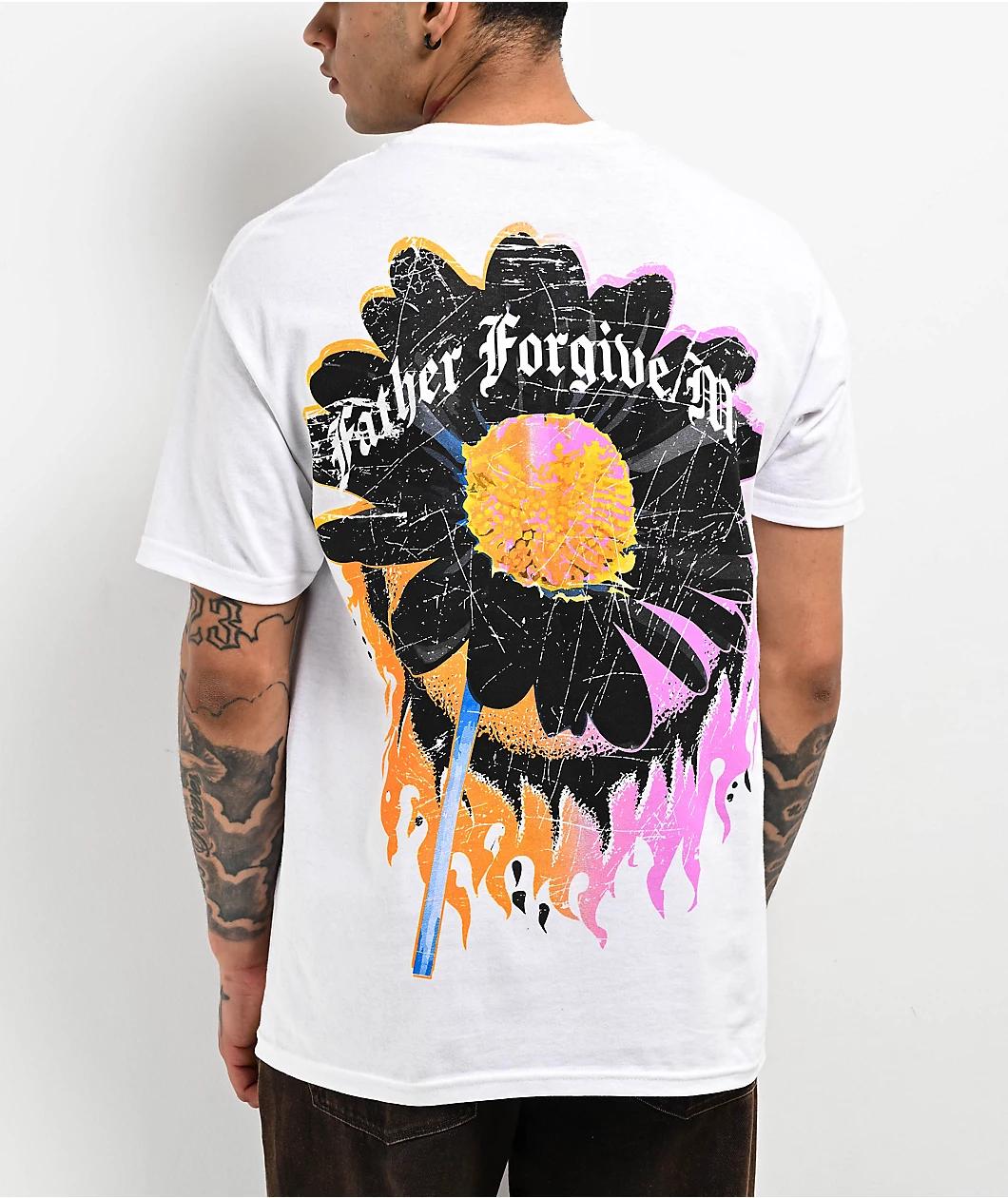 Father Forgive Me Sunflower White T-Shirt Product Image