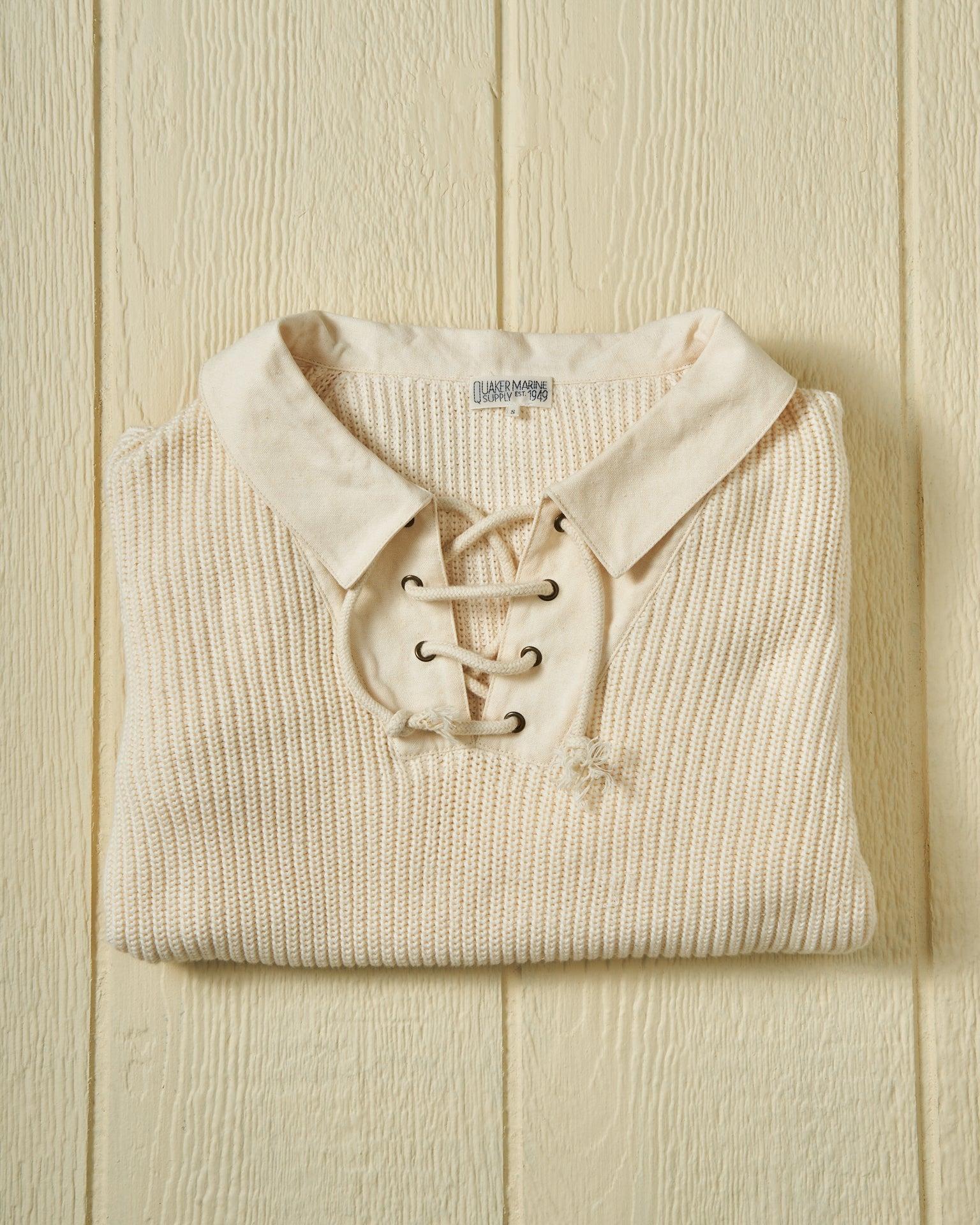 Halifax Lace-Up Sweater in Egret Product Image