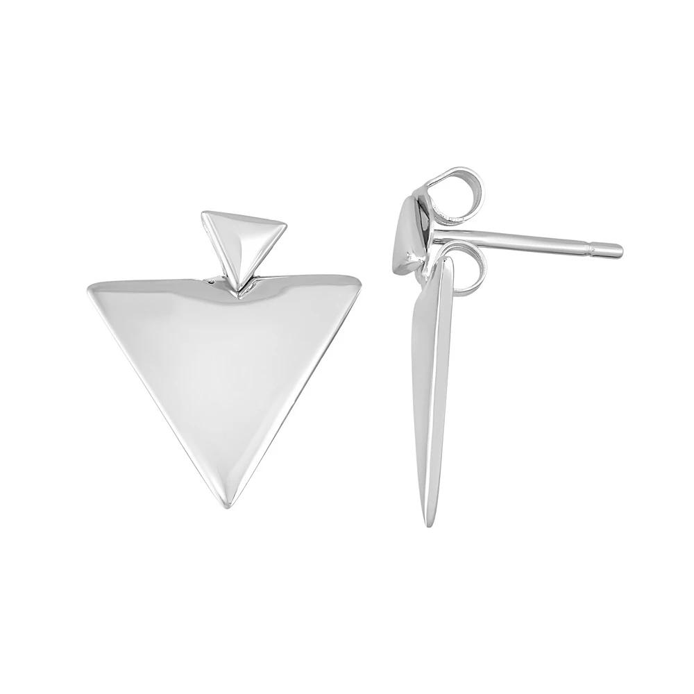 Sterling Silver Front-Back Triangle Drop Earrings, Women's, Grey Product Image