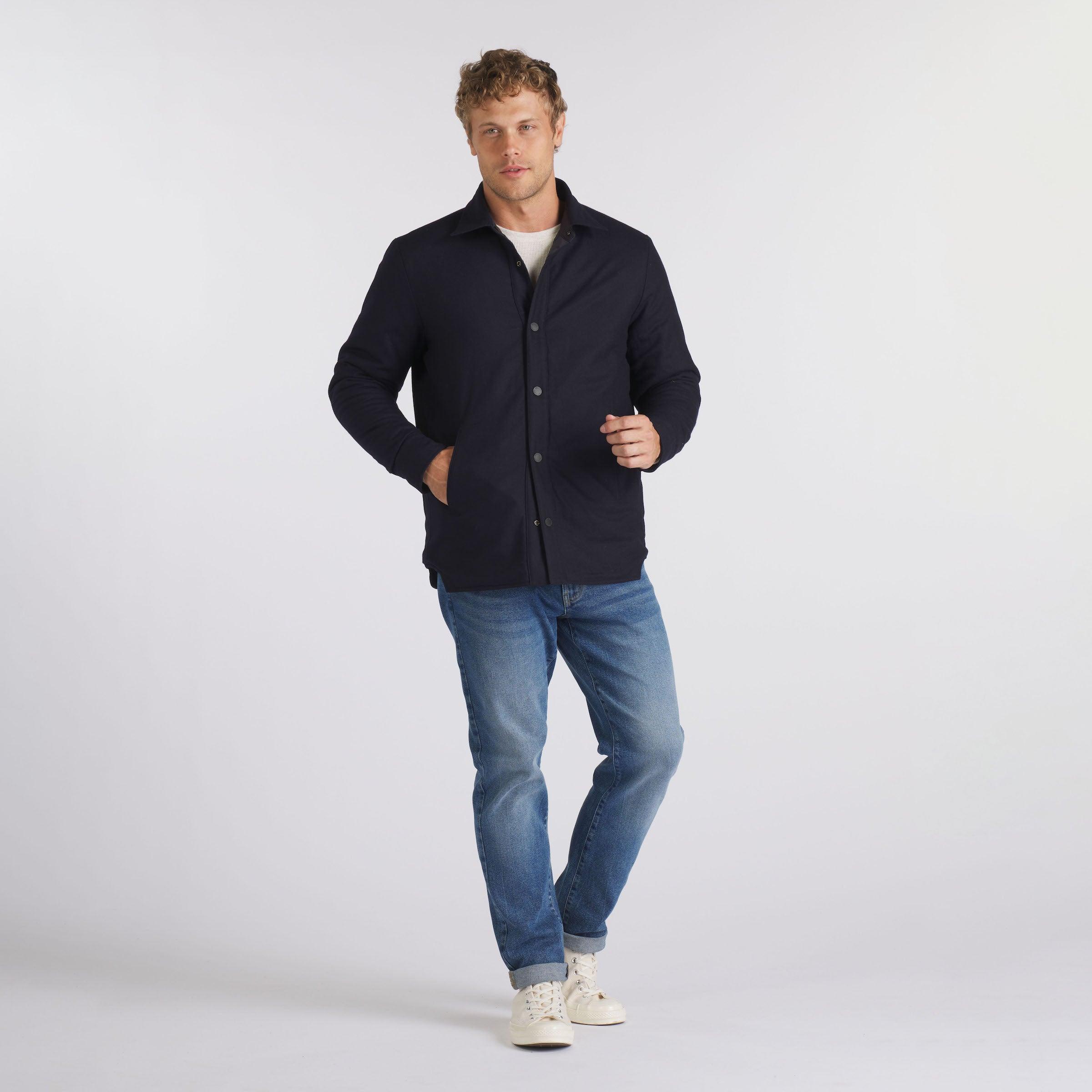 Insulated Reversible Shirt Jacket - Navy Product Image