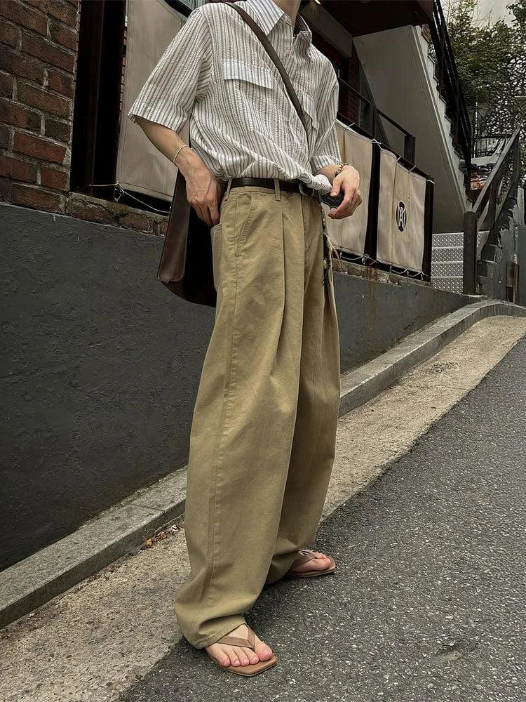 RT No. 18277 PLEATED DRAPE STRAIGHT PANTS Product Image