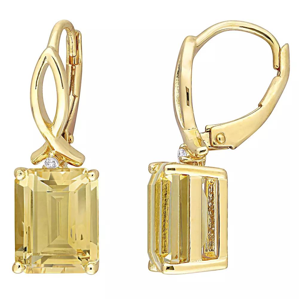 Stella Grace 18k Gold Over Silver Citrine & White Topaz Leverback Earrings, Women's, Gold Tone Product Image