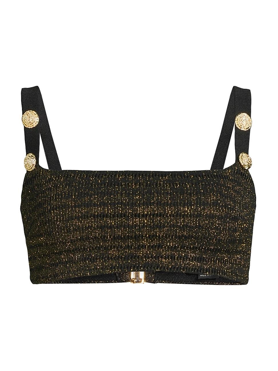 Womens Embellished Metallic Knit Bikini Top Product Image