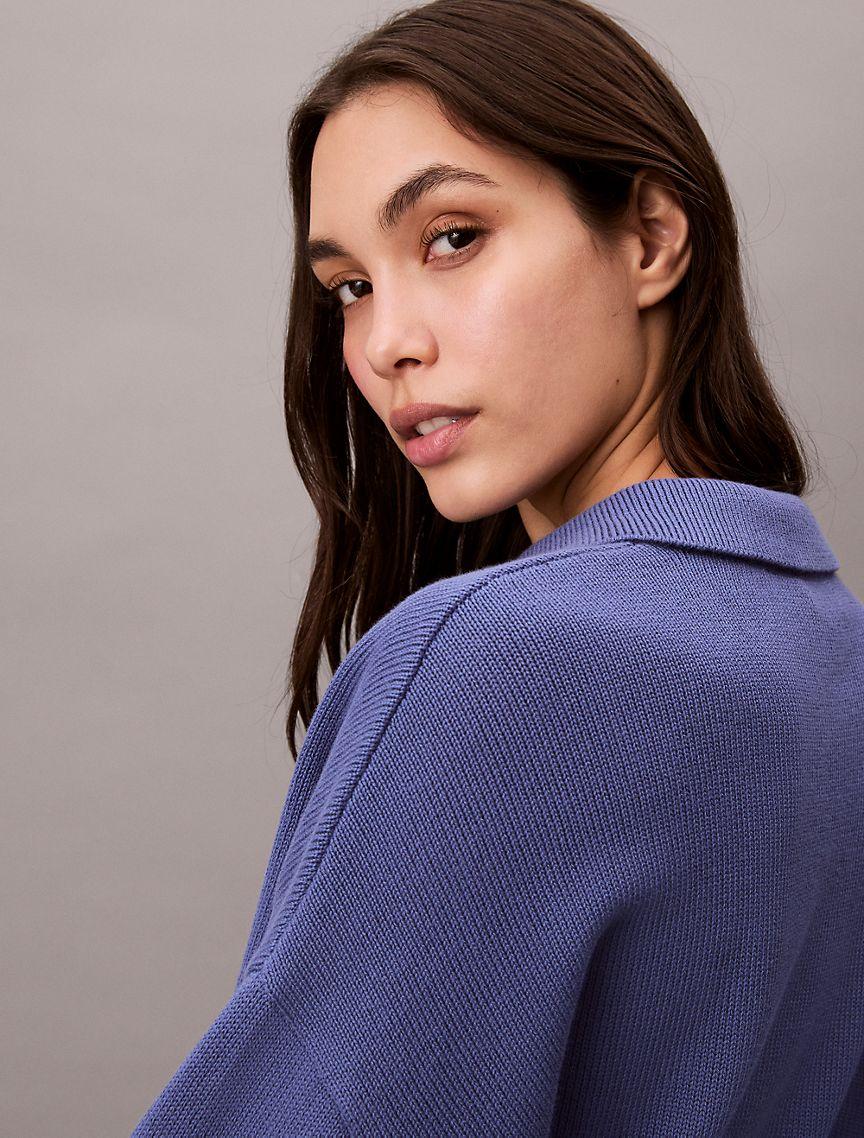 Smooth Cotton Polo Sweater Product Image