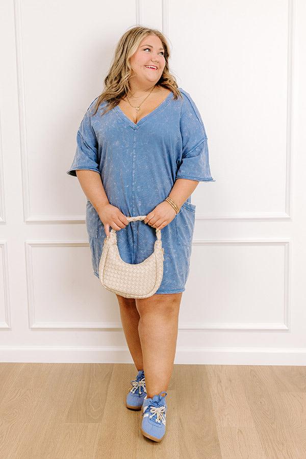 Easy To Style Vintage Wash Romper in Blue Curves Product Image