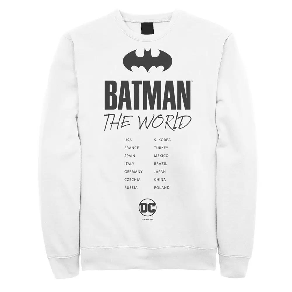Men's Batman: The World White Bat Logo Stamp Sweatshirt, Boy's, Size: Small Product Image