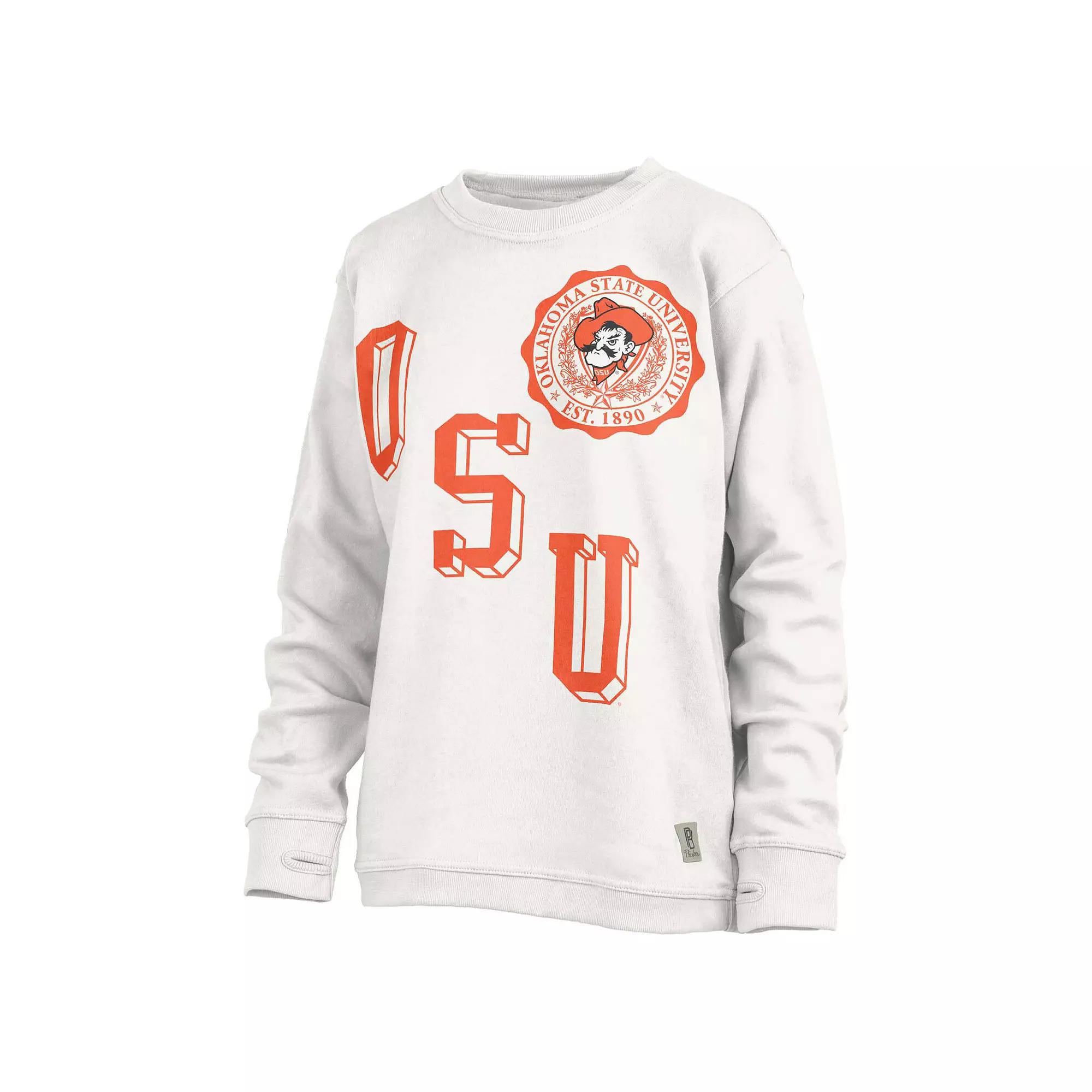 Women's Pressbox White Oklahoma State Cowboys Shoreline Sundown Pullover Sweatshirt, Size: Large Product Image