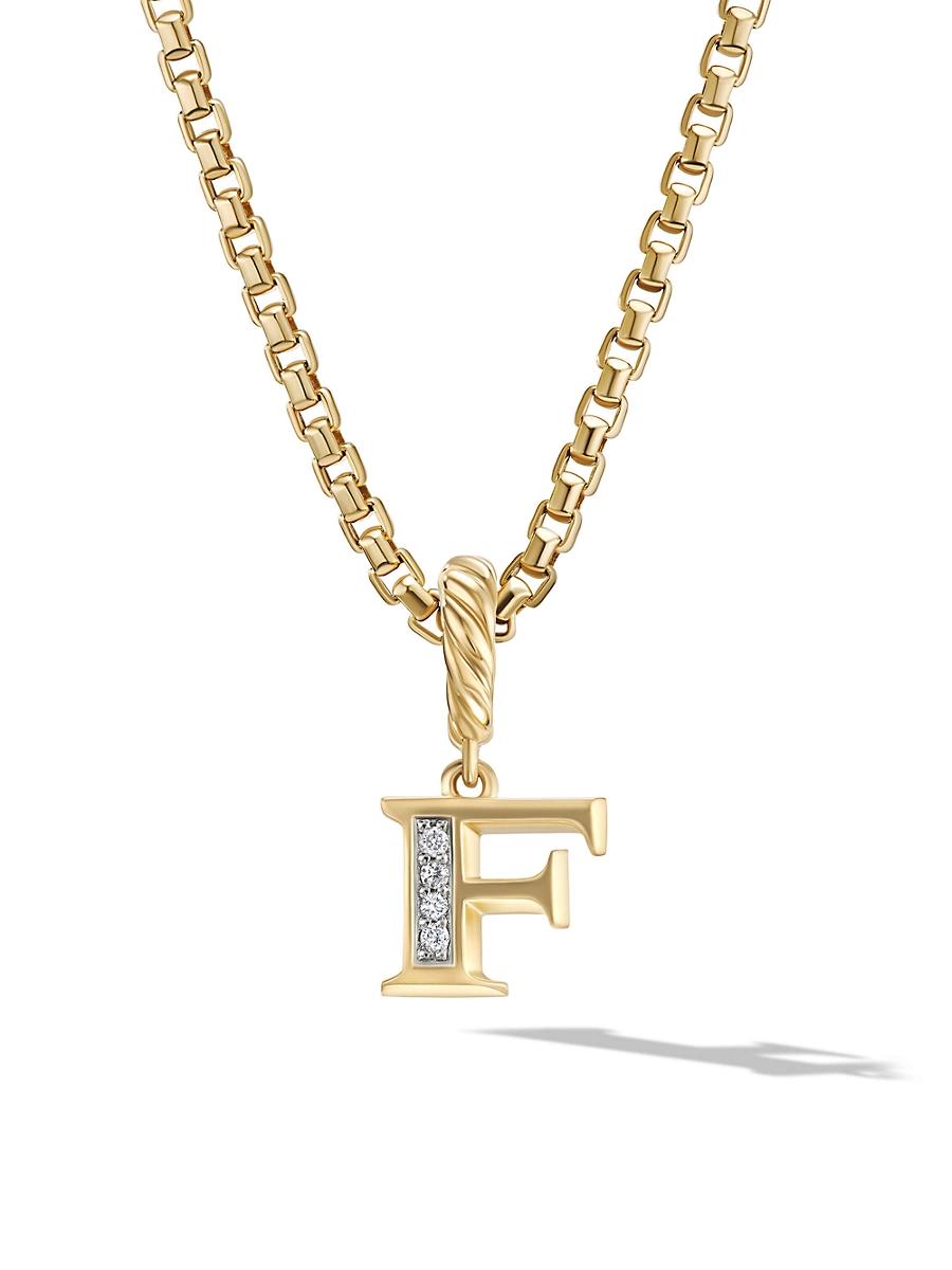 Womens Pav Initial Pendant in 18K Yellow Gold Product Image