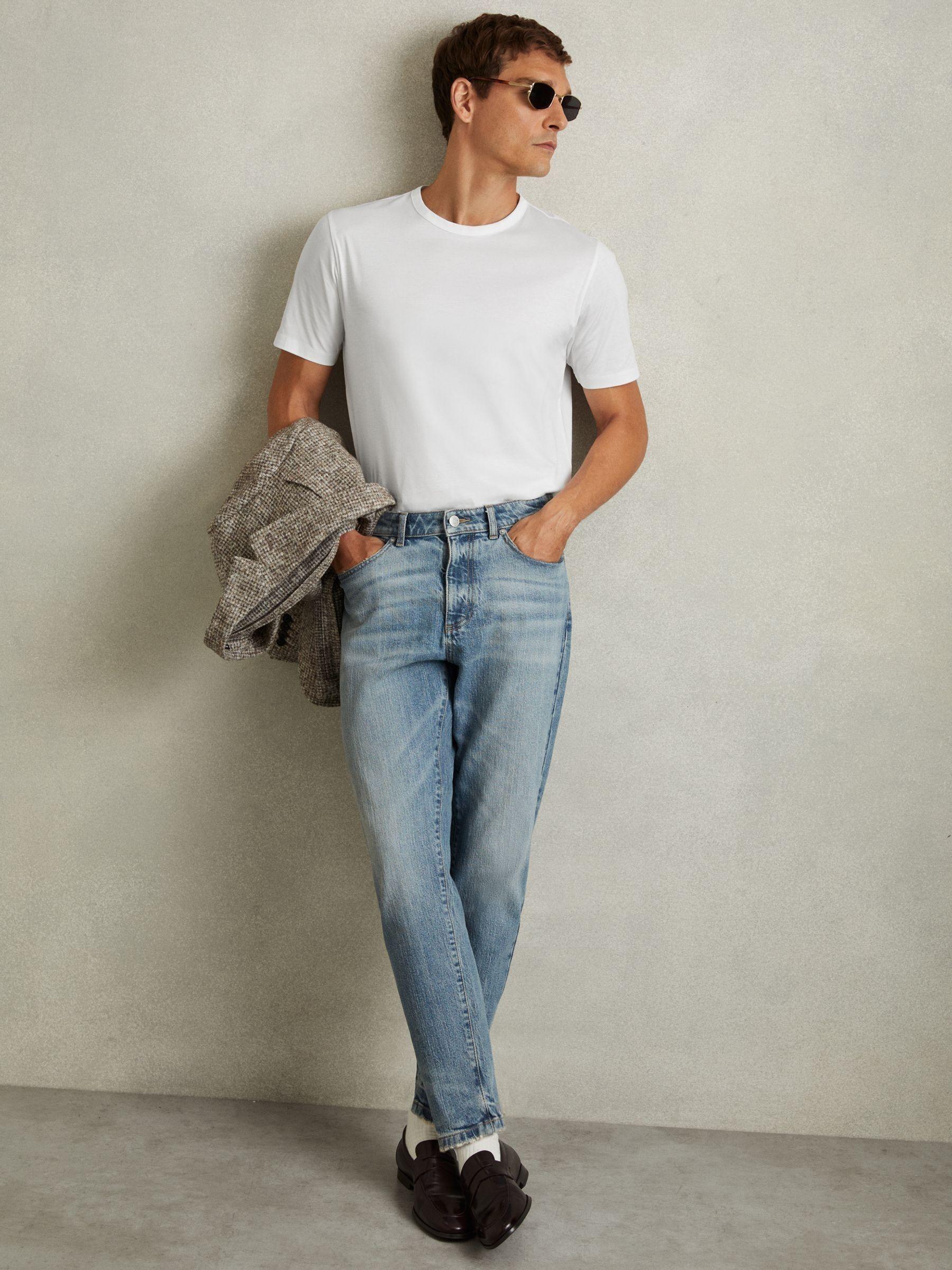 Cotton Crew Neck T-Shirt in White Product Image