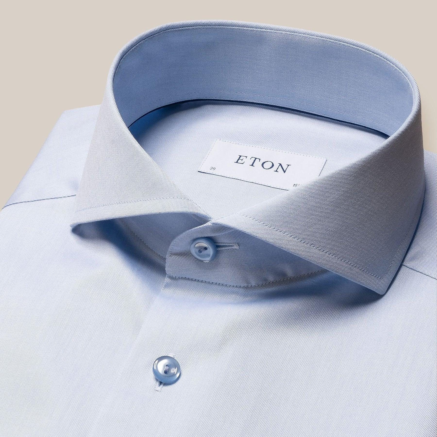 Eton Light Blue Micro Print Effect Signature Twill Slim-fit Shirt Product Image