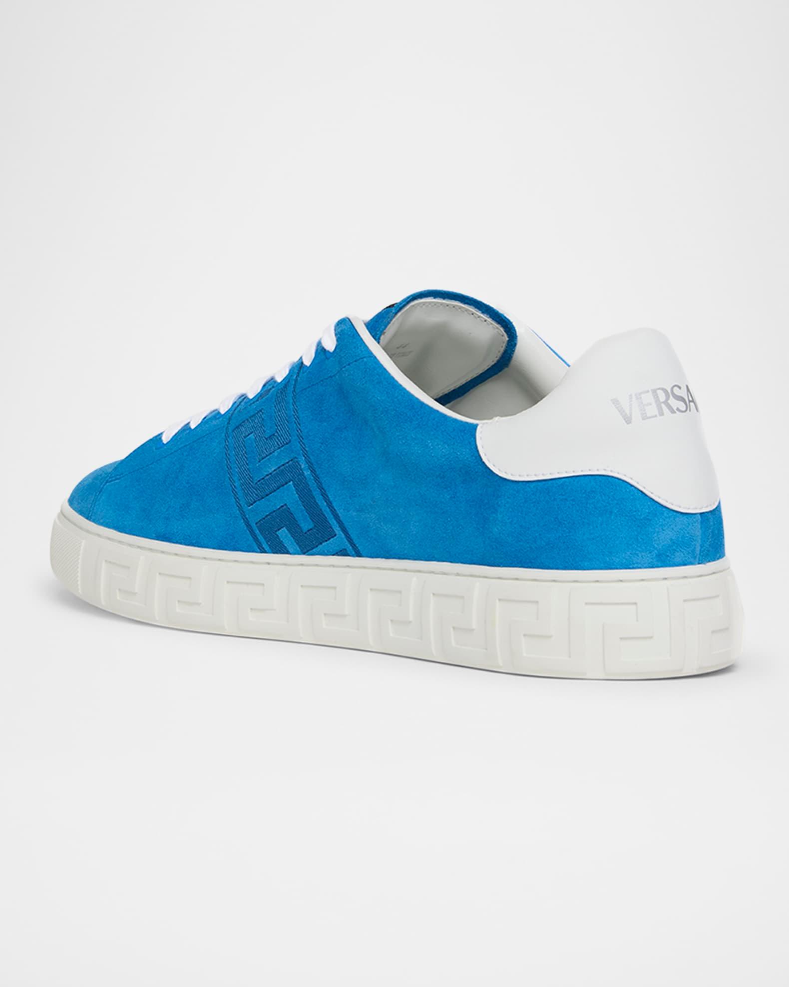 Men's La Greca Greek Key Suede Low-Top Sneakers Product Image