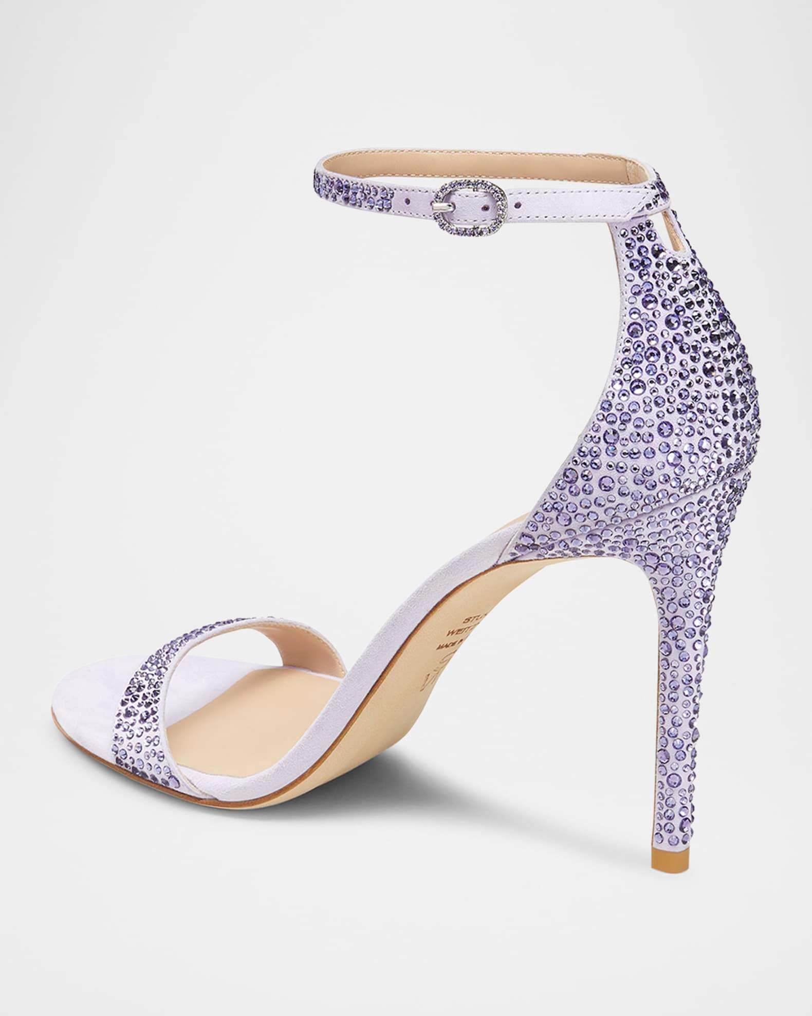 Nudist Embellished Silk Ankle-Strap Sandals Product Image