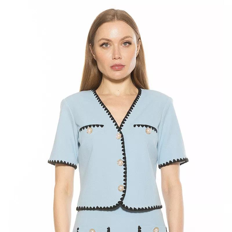Women's ALEXIA ADMOR Willa Short Sleeve Embroidered Edge Jacket Top,  Product Image