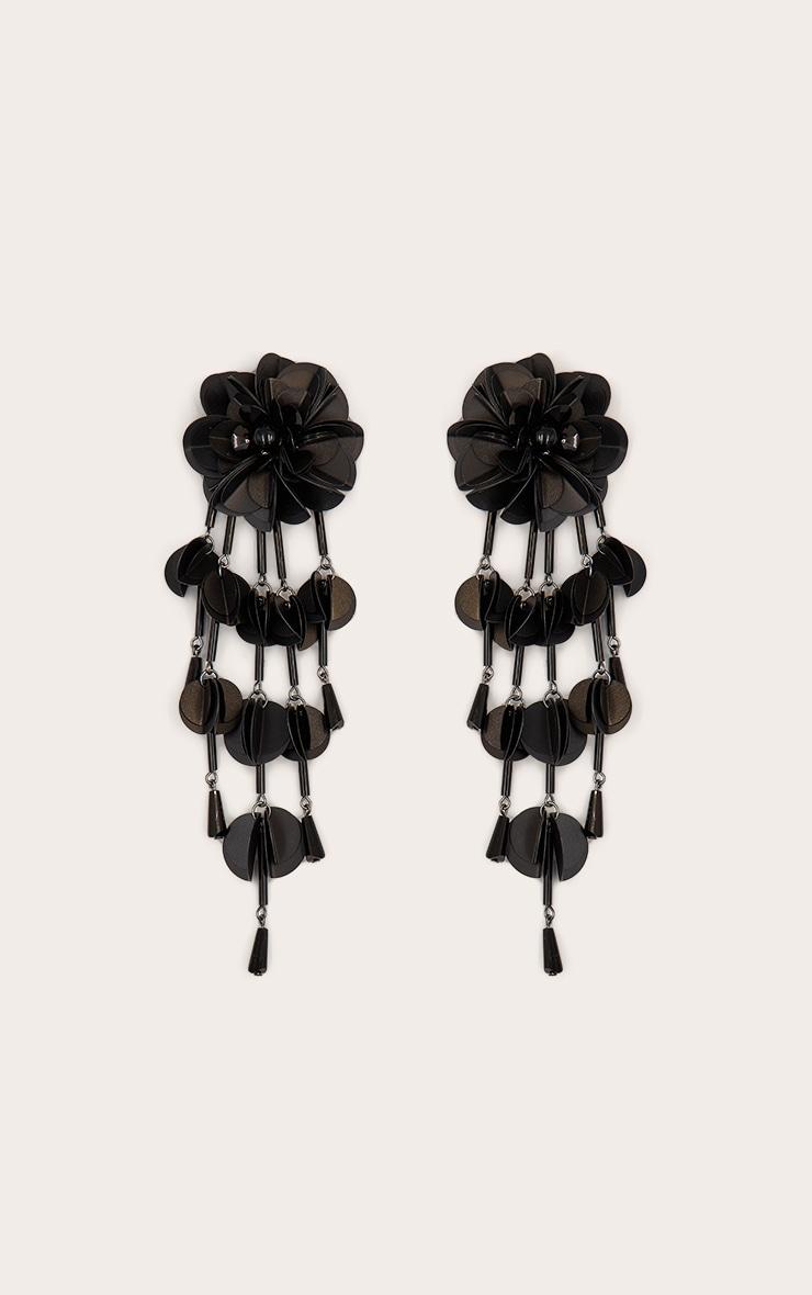 Black Statement Floral Drape Earrings Product Image