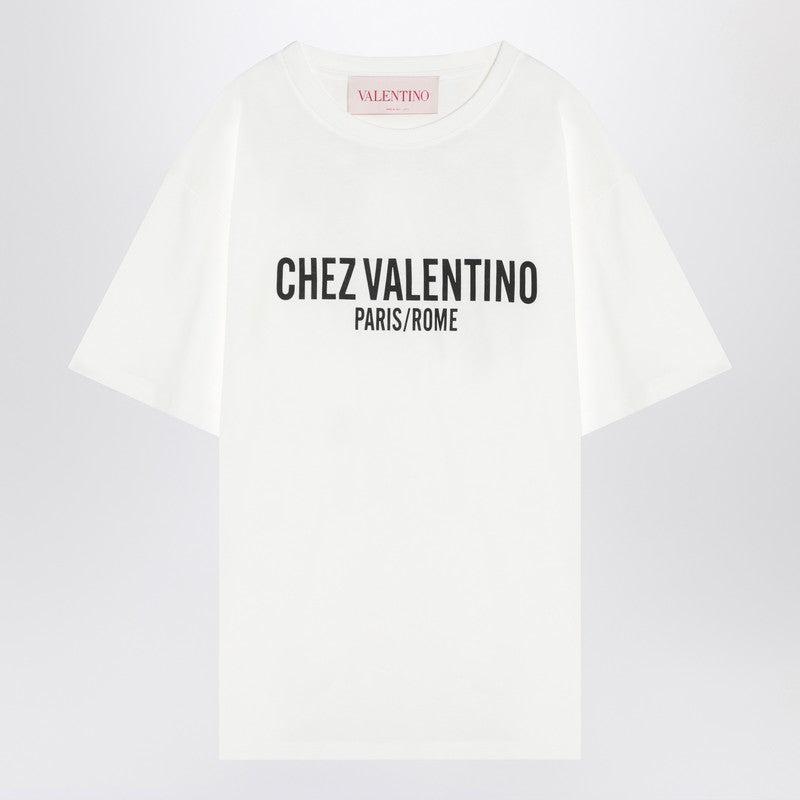 VALENTINO Cotton Crew Neck T-shirt With Graphic Print In White Product Image