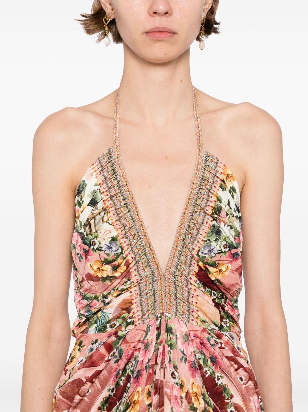 V-neck gathered jersey dress Product Image