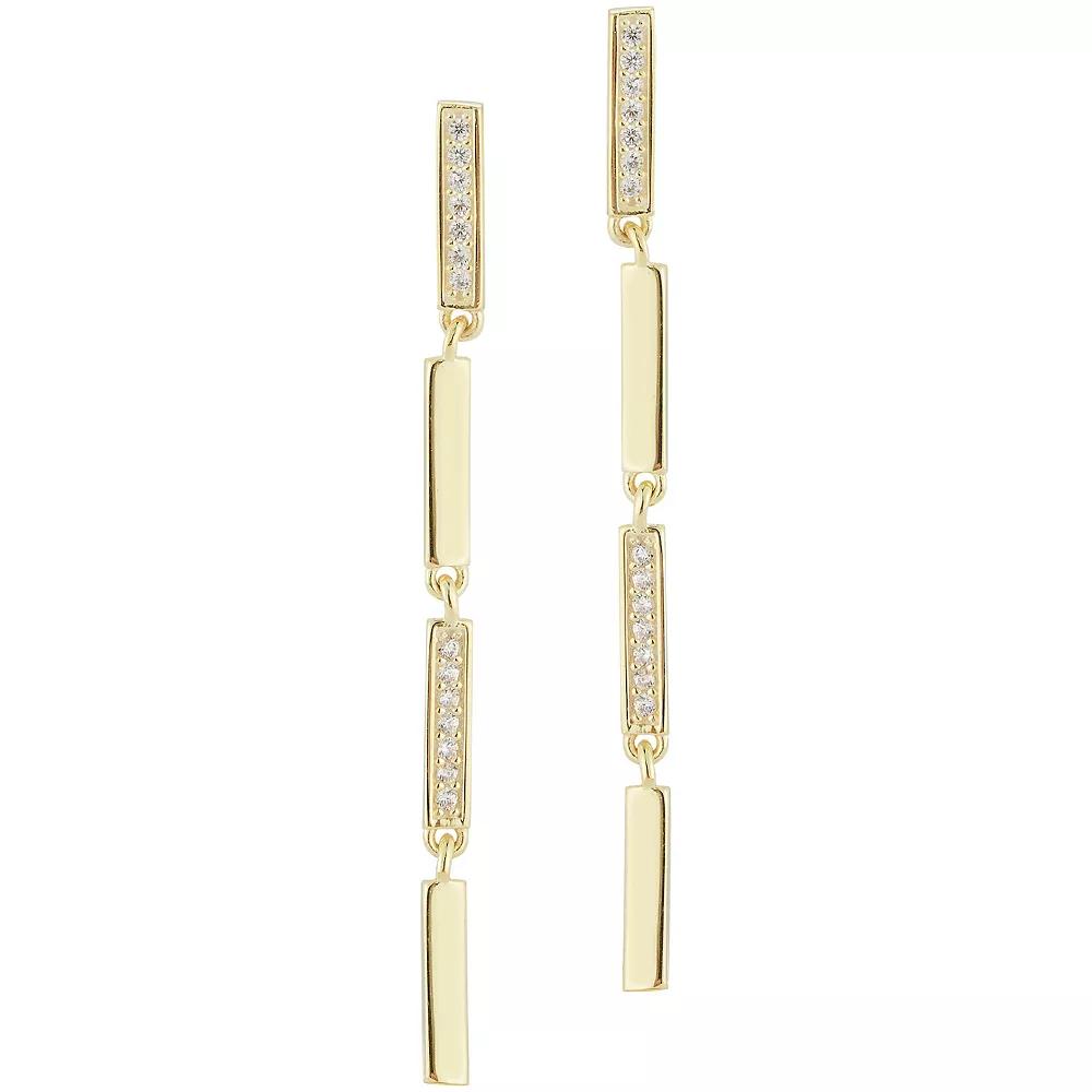 Sunkissed Sterling Cubic Zirconia Bar Drop Earrings, Women's, Gold Tone Product Image