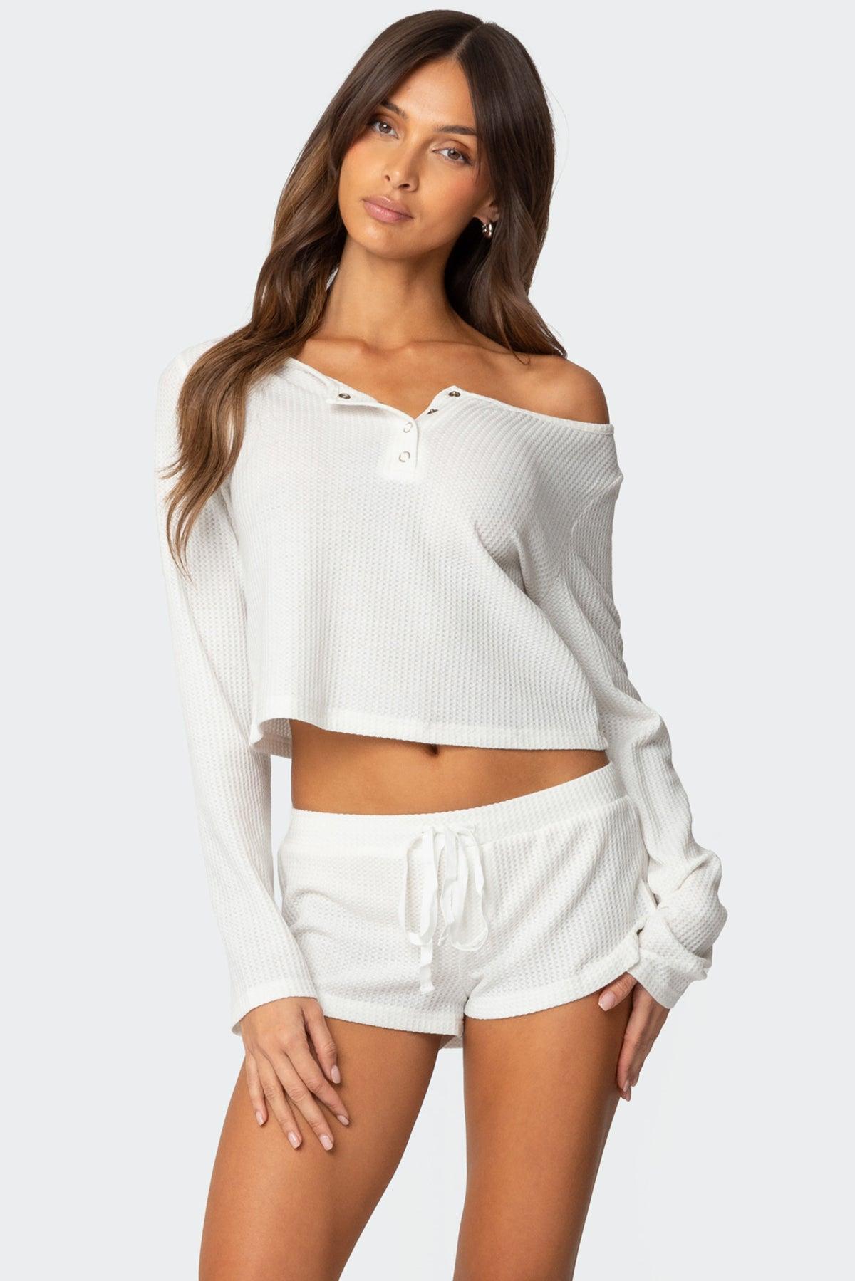 Teddy Cropped Waffle Top Product Image