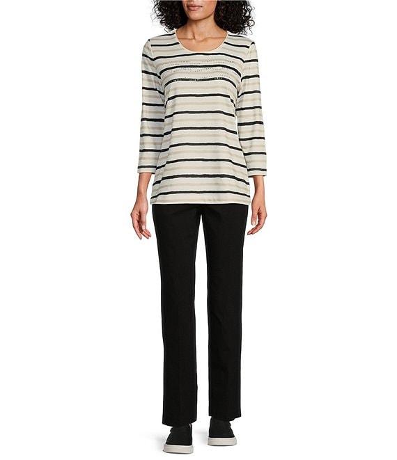 Allison Daley Petite Size Stretch Pull-On Straight Leg Pants Product Image